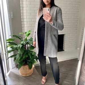 Wool Blend Collarless Coat